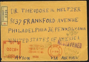 ROMANIA 1947 BUCUREST REGISTERED METER FRANKED COVER - Picture 1 of 2