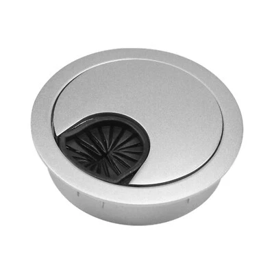 Round Cable Hole Cover Zinc Alloy PC Desk Table Wire Computer Grommet Port Box - Image 1 of 4