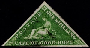 1855 Cape of Good Hope 1/- Bright Yellow-Green on White SG 8 VFU Cat. £325.00 - Picture 1 of 1