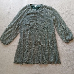 Joie Dress Womens 2XL XXL Gree White Arctic Animal Spot Long Sleeve Balloon - Picture 1 of 24