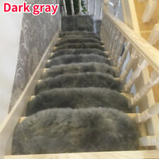 1x Plush Arc Stair Treads Faux Wool Carpet Mat Step Staircase Non-slip Rug Retro