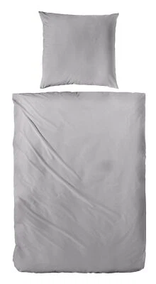 Primera Halbleinen Sommer Bettwäsche 155x220 anthratzit grau uni 183001-888 - Bild 1 von 3