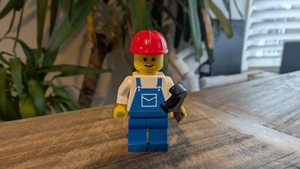 Lego Worker Overalls Blue, Blue Legs, Red Construction Helmet - OVR005 - Picture 1 of 4