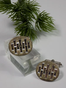 Vintage Manchettenknöpfe Goldfront Design Silber 835er Antikschmuck 50-60er - Picture 1 of 8