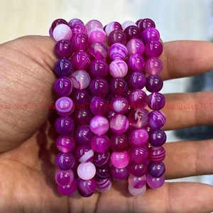 Wholesale Lot 6 Pcs Natural Agate Quartz 8mm 7.5" Crystal Stretch Bracelet - Picture 1 of 8