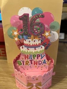 Pop up 3D gorgeous 16th birthday cake card - Picture 1 of 2