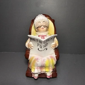 Lefton Ceramic Bank Retirement Fund Grandma Rocking Chair Vintage Japan Stopper - Picture 1 of 17