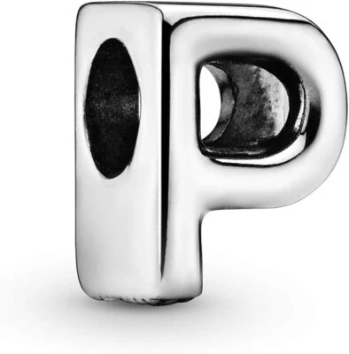 Genuine Pandora 925 Sterling Silver Letter P Alphabet Slide Charm Bracelet - Image 1 of 4