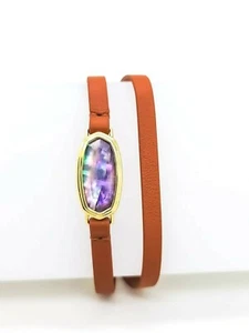 NEW KENDRA SCOTT Lilac Abalone Gemstone 530 Framed Dani Gold Wrap Bracelet  - Picture 1 of 3