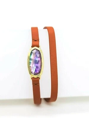 NUEVO KENDRA SCOTT Lila Abulón Piedras Preciosas 530 Enmarcado Dani Oro Envolvente Brazalete  Foto 1 de 3