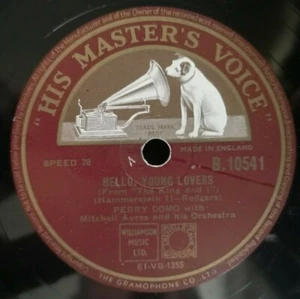 Perry Como - Hello, Young Lovers / We Kiss In A Shadow - HMV B.10541 - UK 1953 - Picture 1 of 2