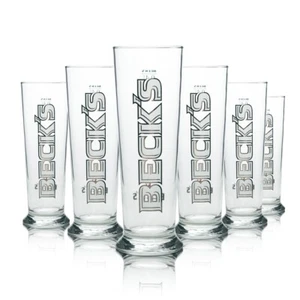 6x Becks Bier Glas 0,4l Seattle Sahm Neu Pokal Gläser Tulpe Flöte Pils Export  - Zdjęcie 1 z 4
