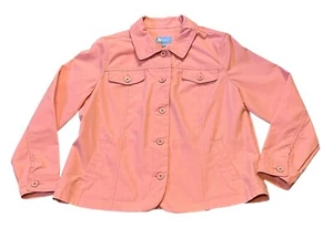 Koret Jacket Women’s Coral Pink Button Up Collared Long Sleeve Solid Petite L - Picture 1 of 6