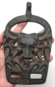 Vintage raro vecchio piatto armatura mediorientale toro leadership militare bronzo - Foto 1 di 4