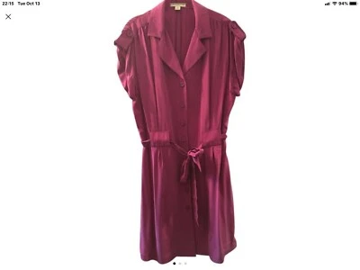 Hot Pink silk above knee Chemise  Casual dress - Image 1 of 4