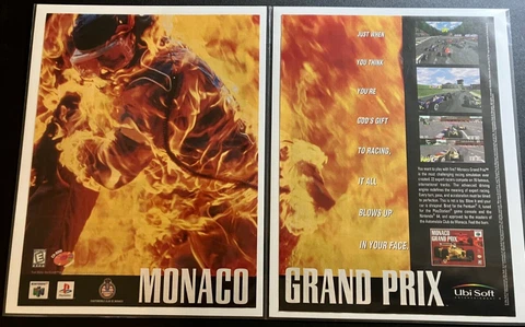 Monaco Grand Prix - Vintage 1998 2-Page Print Ad / Poster / Wall Art - FORMULA 1 Cover