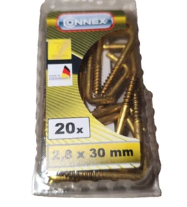 Schraubhaken gerade 2,8x30 mm 20 stück Messing Wandhaken Haken - Bild 1 von 1
