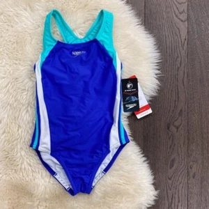 Speedo Girls Solid Infinity Splice One Piece Swimsuit 7 - Picture 1 of 3