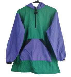 Vintage Cheetah Sport Colorblock Windbreaker Purple Green Made in USA Sz M - Picture 1 of 12