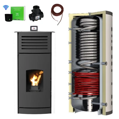 Estufa de Pellets/Caldera Pellets 18Kw Blanco Con Hygiene-Pufferspeicher - Imagen 1 de 4