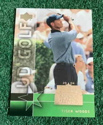 TIGER WOODS - 2004 UPPER DECK NATIONAL TRADING CARD DAY PROMO CARD # UD-14 - PGA - Image 1 of 3