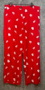 Ann Taylor Womens 10 Linen Blend Plant Leaf Embroidered Wide Leg Crop Pant Red - Picture 1 of 10