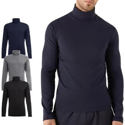 Set 3 Pezzi Shirt Uomo Manica Lunga Collo Alto Maglia Caldo Cotone Felpato VEQUE - Immagine 1 di 4