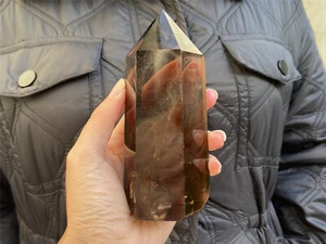 0,9 Pfund natürlicher rauchiger Quarz Kristall Obelisk Turm Kristall Stab Spitze - Bild 1 von 19