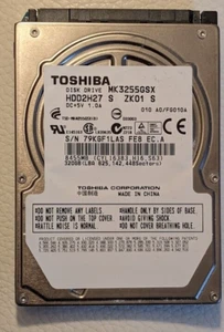 Toshiba 320GB Internal 5400RPM 2.5" SATA Laptop Hard Drive MK3255GSX/ 100% Healt - Picture 1 of 3