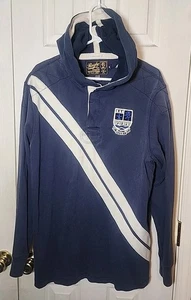 RUGBY Ralph Lauren Men's Blue & White Striped Hoodie Sweatshirt Size XL - Picture 1 of 7