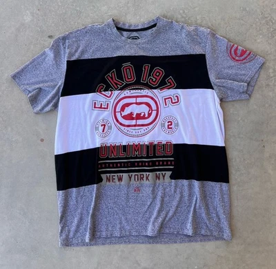 Camisa Ecko Unlimited Talla 2XL? Bloque de color a rayas estampado gráfico grande rinoceronte Foto 1 de 4