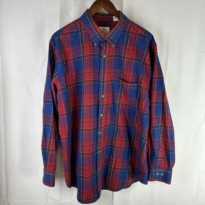 Viyella Shirt Mens XL Red Blue Plaid Button Down Long Sleeve Cotton Wool Blend - Image 1 of 4