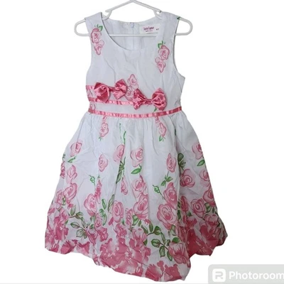 Sunny Fashion Dress Girls 4/5 Floral White Pink Easter Spring - Image 1 of 4