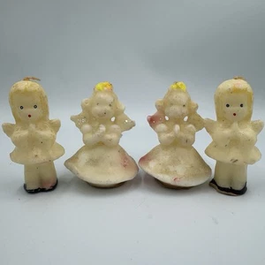 Gurley Candles 5" Angels Unlit Original Labels Vintage Set of 4 - Picture 1 of 4