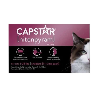 Capstar Nitenpyram 11.4mg 6 Tablets For Cats 2-25 LBS EXPIRES 01/2026+