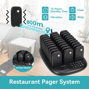 Retekess TD175P Restaurant Pager Calling Queuning System 30 Buzzer Cafe Bar Club - Picture 1 of 16