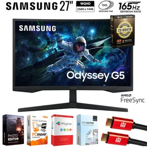 Samsung 27" Odyssey G55C QHD Curved Gaming Monitor + 26 Months Protection Bundle - Picture 1 of 12