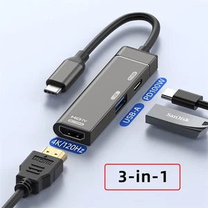 3 in 1 USB C to HDMI 4K/USB 3.0 10Gbps/USB PD 100W Charging Multi-Port Adapter - Picture 1 of 7