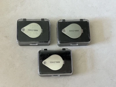 Lote de 3 Lupas Joyero 10 x 21mm, 20 x 21mm y 30 x 21mm En Estuches Foto 1 de 4
