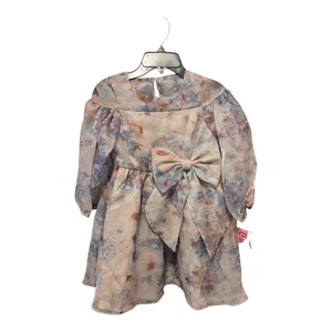 BBC-2 Rare Editions Big Girls Balloon Sleeve Dress Size 6X - Floral Taupe - Picture 1 of 4