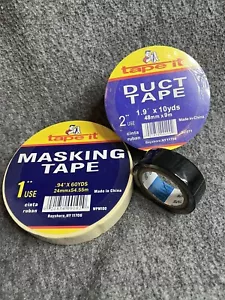 Set Of 3 Types Of Tape: Tape-It Duct Tape And Masking Tape Plus Electrical Tape - Picture 1 of 2