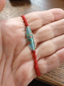 Vintage Red Woven Artisan Millefiori Art Glass Bead Bracelet - Imagen 1 de 7