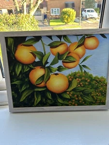 "Oranges in sun" Acrylic on board Original By Ingrid Angel RRp £1400 - Picture 1 of 16