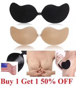 Silicone Gel Invisible Bra Self-adhesive Push Up Strapless Backless Stick On - Picture 1 of 12
