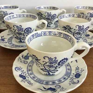 Set of 6 Vintage JG Meakin Blue Nordic Tea Cups & Saucers – 1960s Scandi Blue - Picture 1 of 9