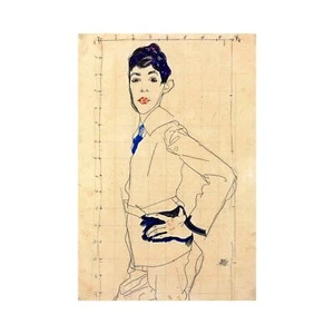 Egon Schiele, Erich Lederer Hand on Hip, 1913, Lustre Canvas Print, 12" x 18" - Picture 1 of 10