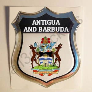 Sticker Antigua and Barbuda Emblem Coat of Arms Shield 3D Resin Domed Gel Vinyl - Picture 1 of 1
