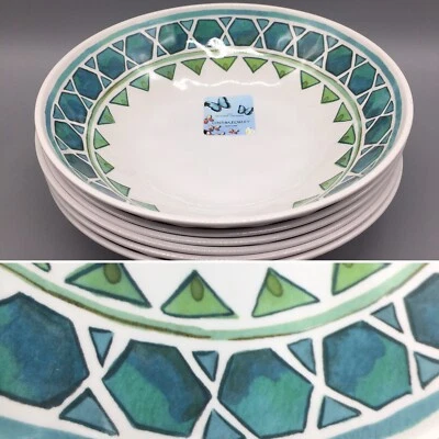6 Cynthia Rowley Melamine Salad Pasta Bowl Set Soup Teal Blue Green Tile Desert - Image 1 of 4