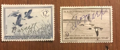 US RW22-RW23 $2 Duck Hunting 1 OGH 1 NGNH - Image 1 of 2
