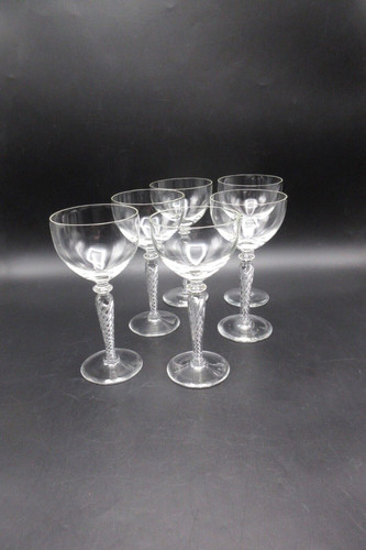 6 VTG Blefeld Swirlette Air Twist Crystal Wine Glasses